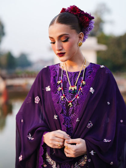 Mahnur 9005 Dhanak Embroidered Suit – Purple | Winter Collection 2026-27