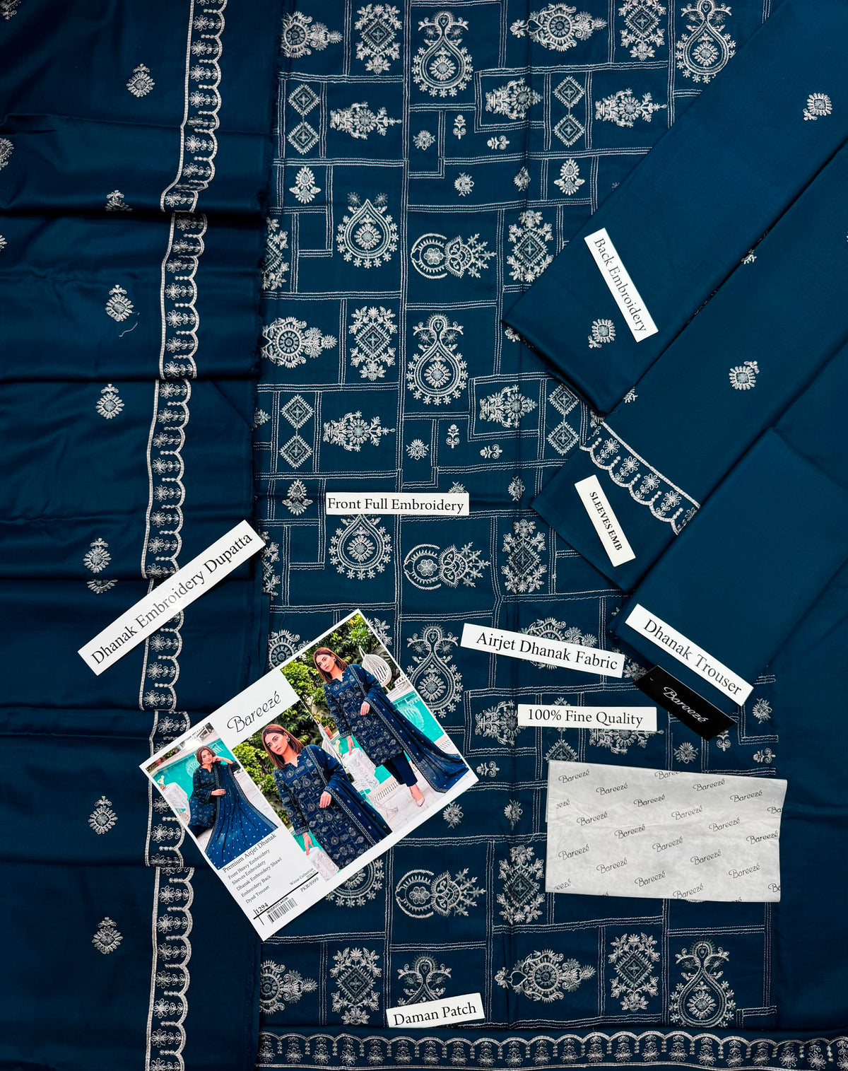 Premium Airjet Dhanak With Embroidery Dhanak Shawl – Steel Blue | Winter Collection 2026-27