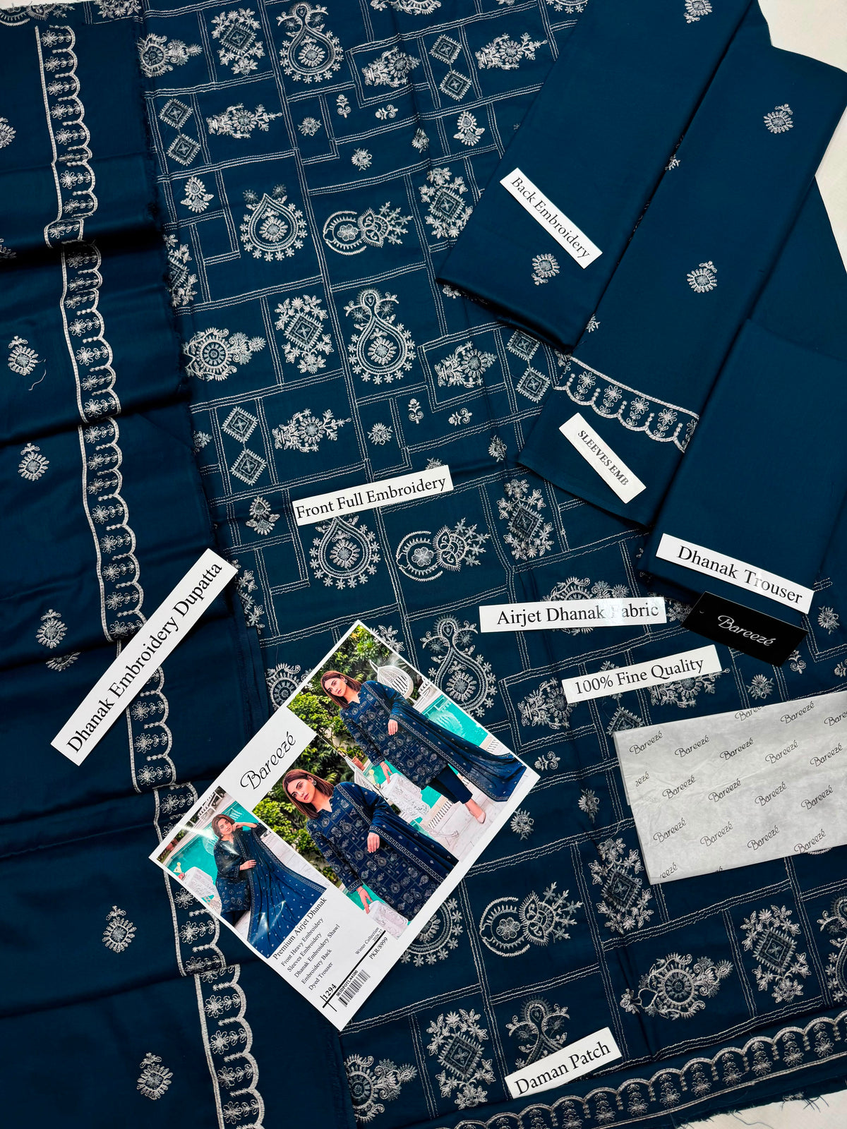 Premium Airjet Dhanak With Embroidery Dhanak Shawl – Steel Blue | Winter Collection 2026-27