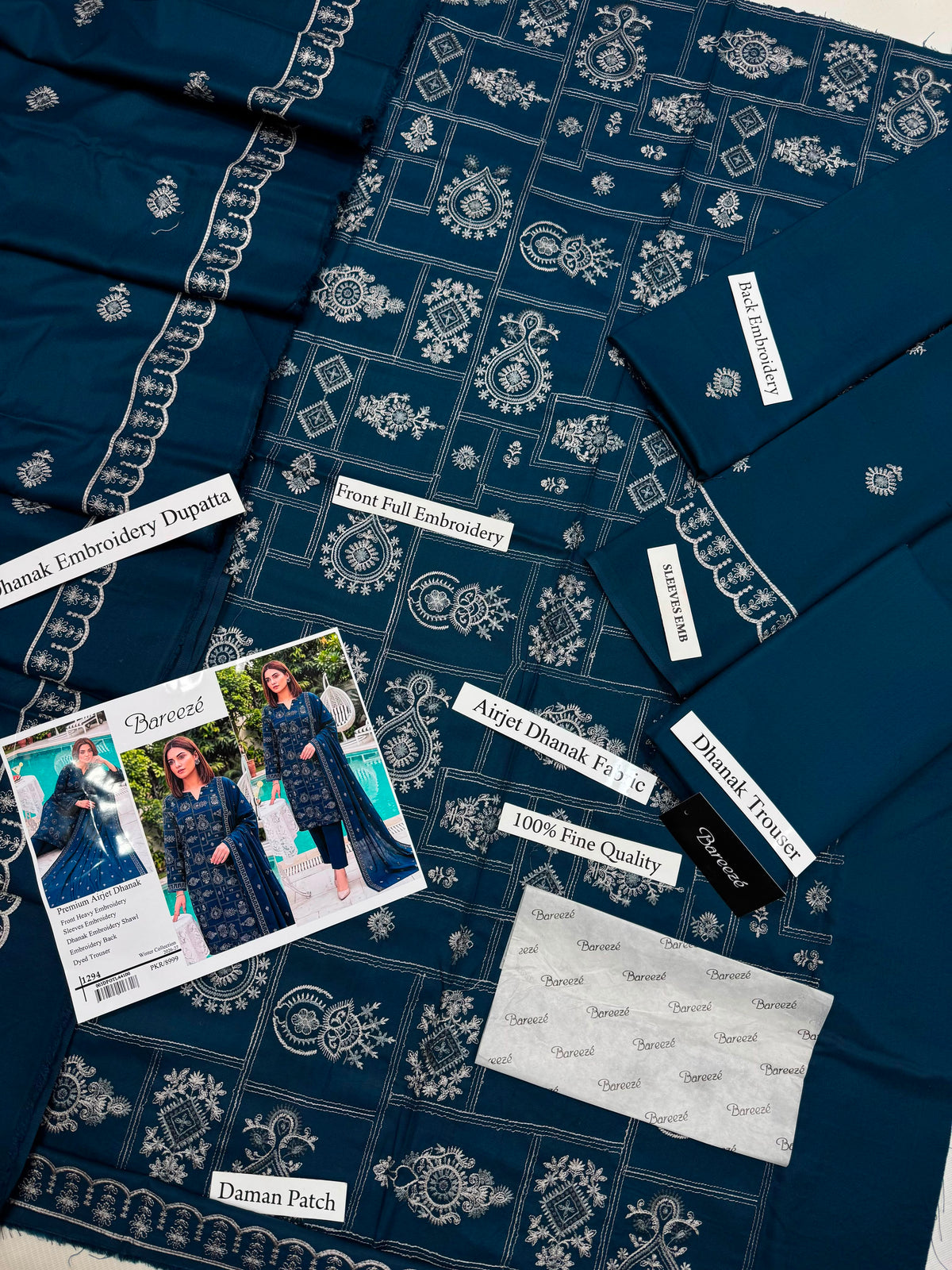 Premium Airjet Dhanak With Embroidery Dhanak Shawl – Steel Blue | Winter Collection 2026-27