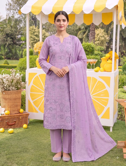 Premium Airjet Dhanak With Embroidery Dhanak Shawl – Lavender | Winter Collection 2026-27