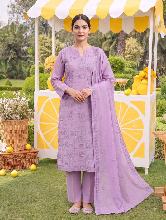 Premium Airjet Dhanak With Embroidery Dhanak Shawl – Lavender | Winter Collection 2026-27