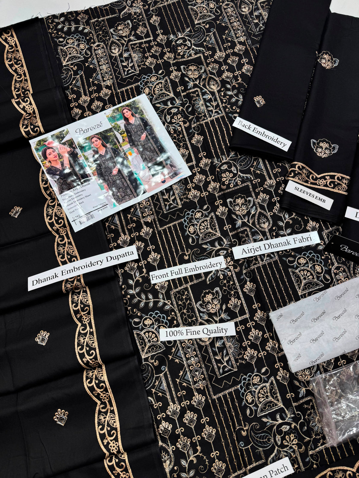 Premium Airjet Dhanak With Embroidery Dhanak Shawl – Black | Winter Collection 2026-27