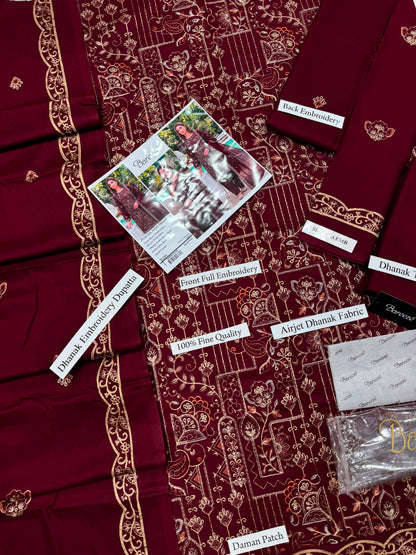 Premium Airjet Dhanak With Embroidery Dhanak Shawl – Winter Collection 2026-27