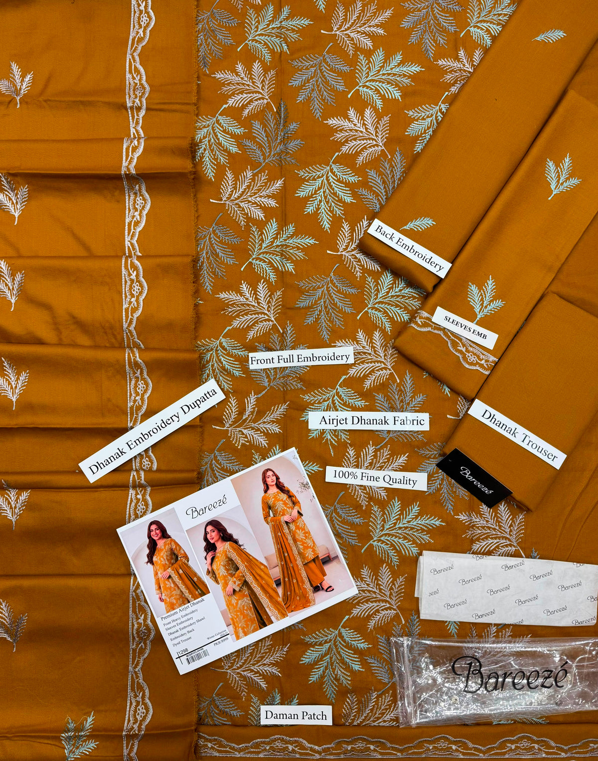 Premium Airjet Dhanak With Embroidery Dhanak Shawl – Mustard | Winter Collection 2026-27