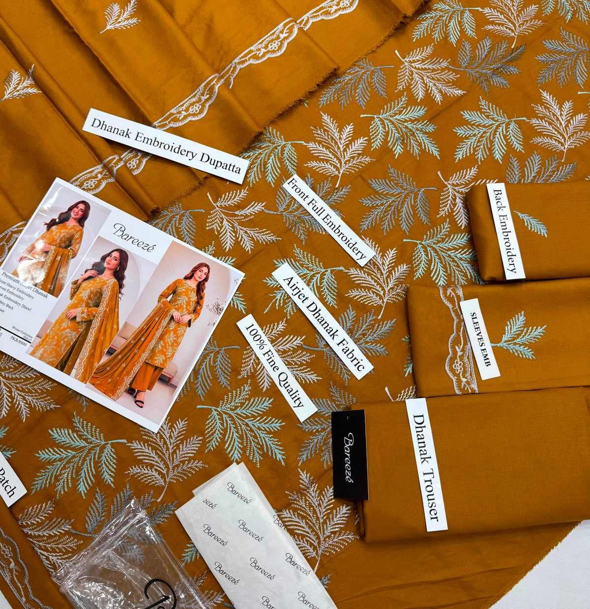 Premium Airjet Dhanak With Embroidery Dhanak Shawl – Mustard | Winter Collection 2026-27
