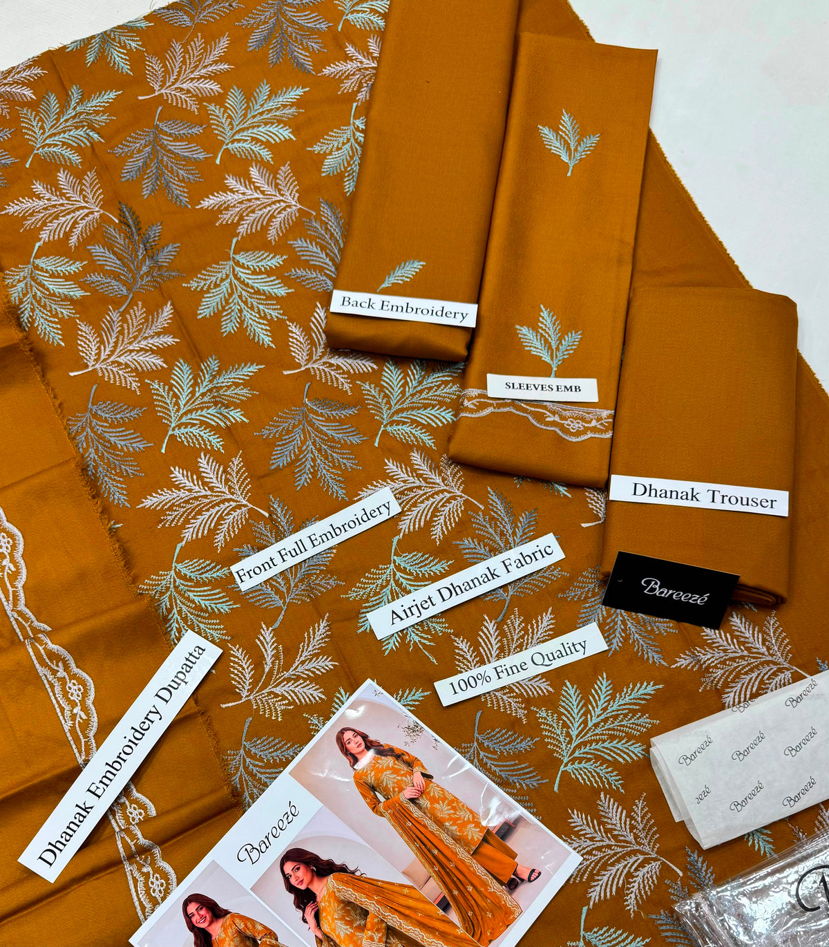 Premium Airjet Dhanak With Embroidery Dhanak Shawl – Mustard | Winter Collection 2026-27