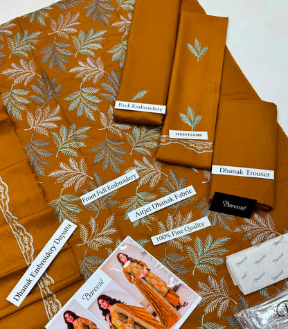 Premium Airjet Dhanak With Embroidery Dhanak Shawl – Mustard | Winter Collection 2026-27
