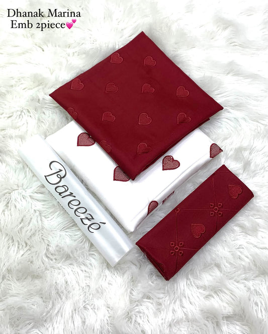Bareeze 2PC Embroidered DhaNak - Maroon