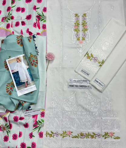 Jazmin 7599 Premium Airjet Dhanak Suit with Digital Print Wool Shawl