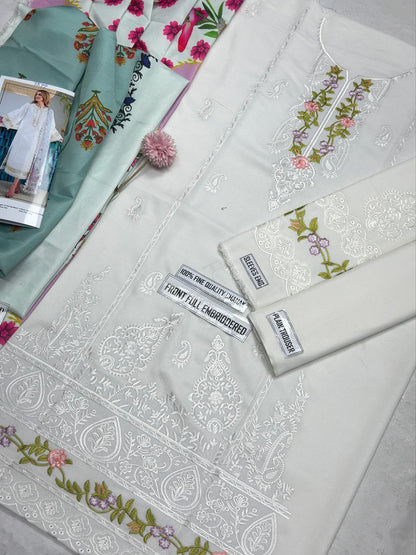 Jazmin 7599 Premium Airjet Dhanak Suit with Digital Print Wool Shawl