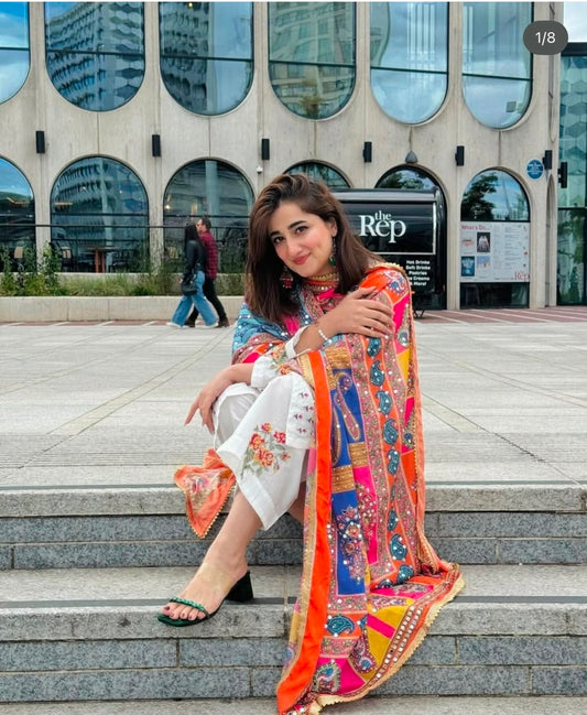 Nimra Mehra 7601 Luxury Winter Airjet Dhanak Suit with Wool Shawl