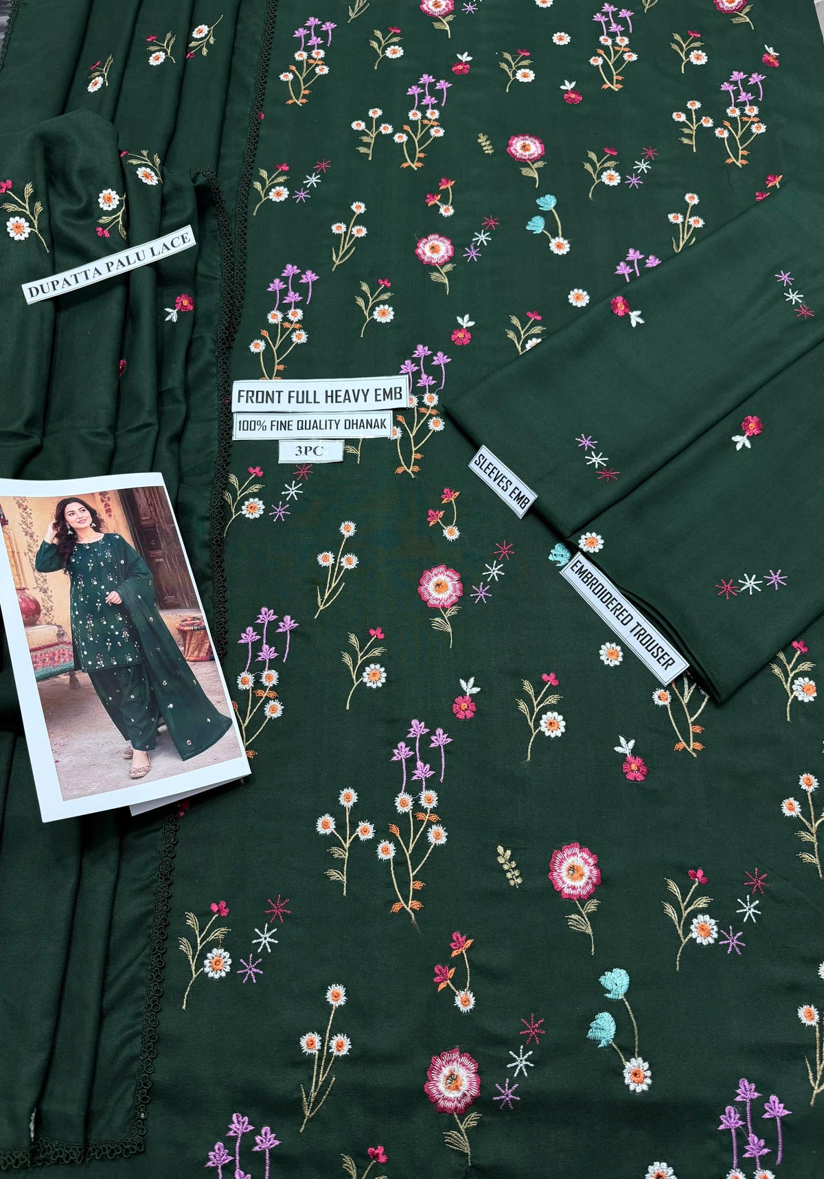 Aneelas 2719 Green Embroidered Dhanak Winter Suit