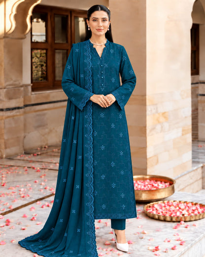 Bareeze Dhanak Embroidery Chikankari 3-Piece Suit