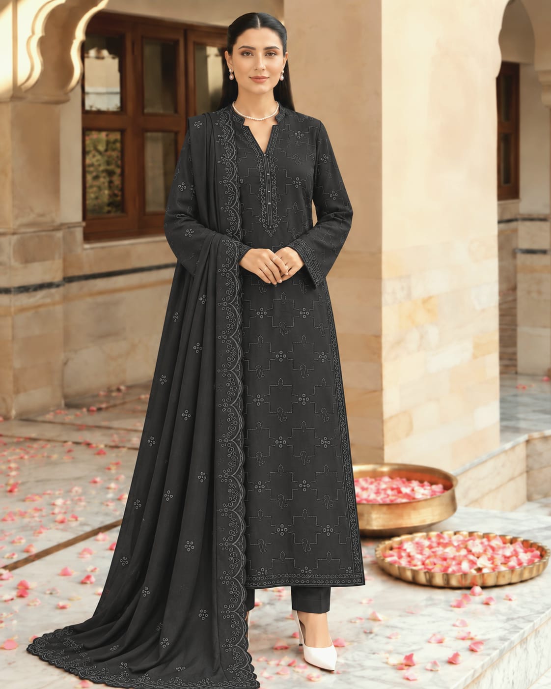 Bareeze Dhanak Embroidery Chikankari 3-Piece Suit - Grey