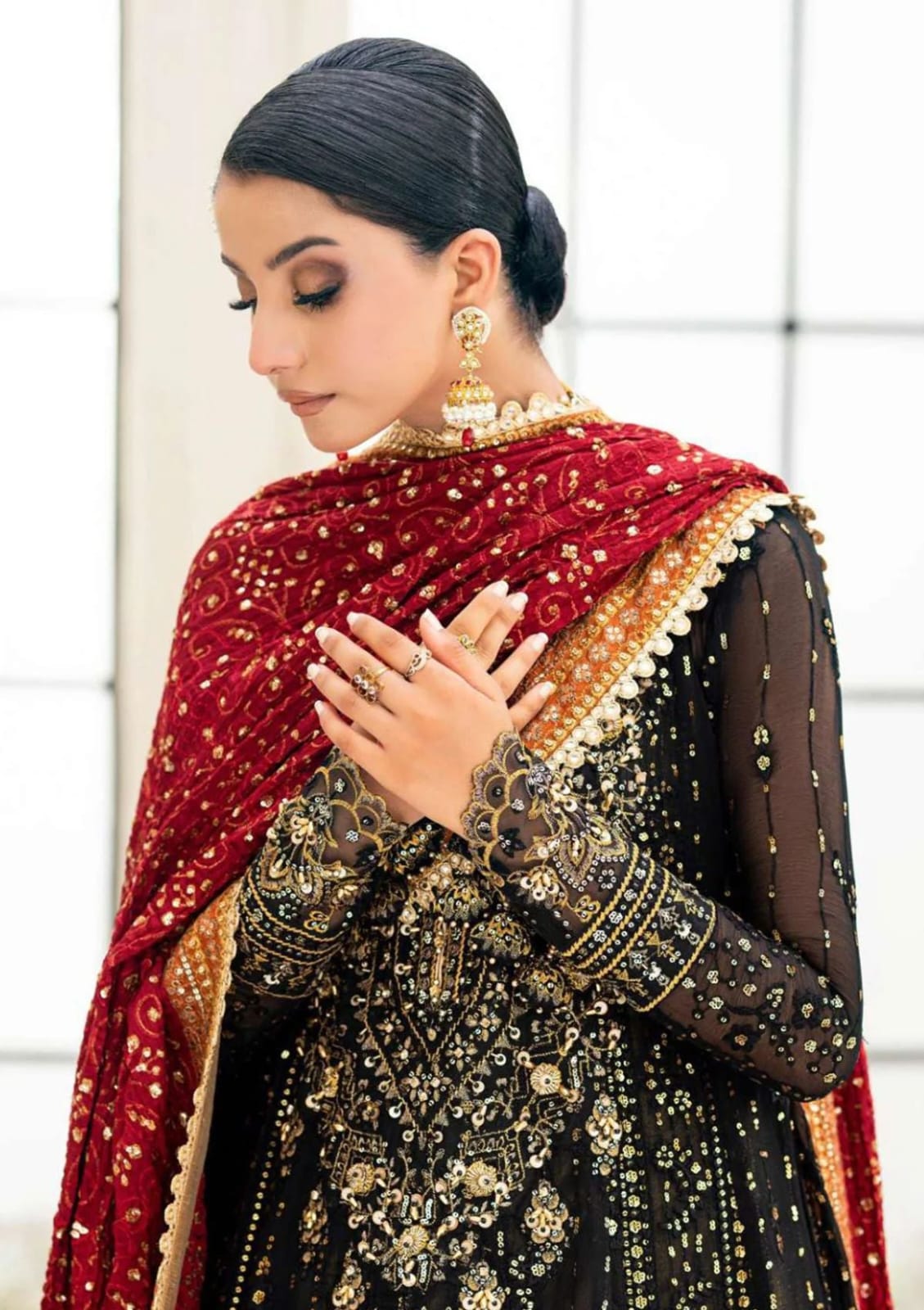 AIK Atelier Chiffon Sequins Frock with Satin Silk Trouser