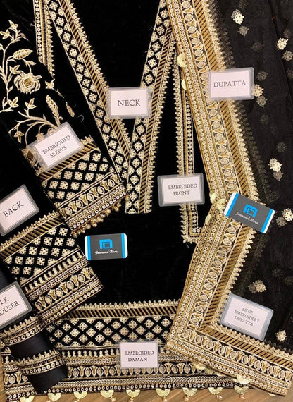 ANAYA Ready-to-Wear Embroidered Velvet 3-Piece Suit
