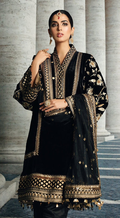 ANAYA Ready-to-Wear Embroidered Velvet 3-Piece Suit