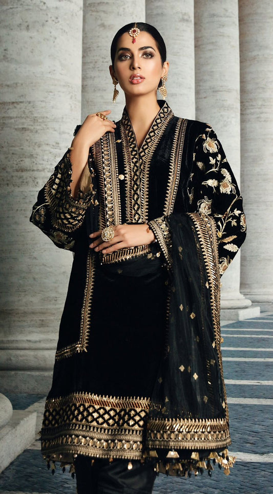 ANAYA Ready-to-Wear Embroidered Velvet 3-Piece Suit