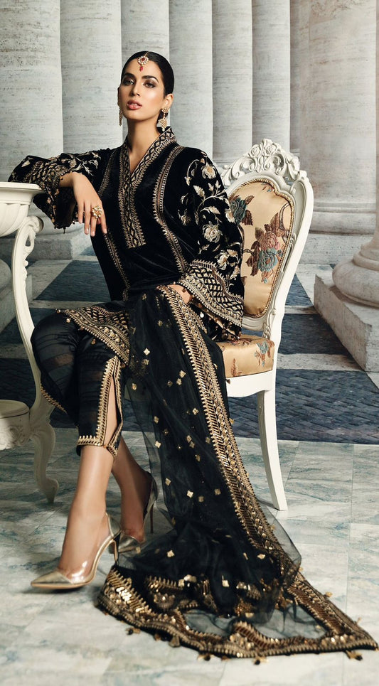 ANAYA Ready-to-Wear Embroidered Velvet 3-Piece Suit
