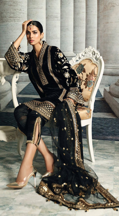 ANAYA Ready-to-Wear Embroidered Velvet 3-Piece Suit