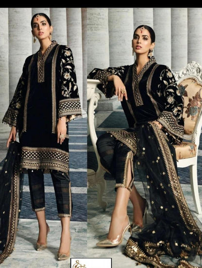 ANAYA Ready-to-Wear Embroidered Velvet 3-Piece Suit
