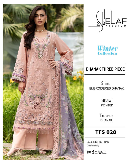 ELAF Premium TFS 028 Embroidered Dhanak Marina 3-Piece Winter Suit
