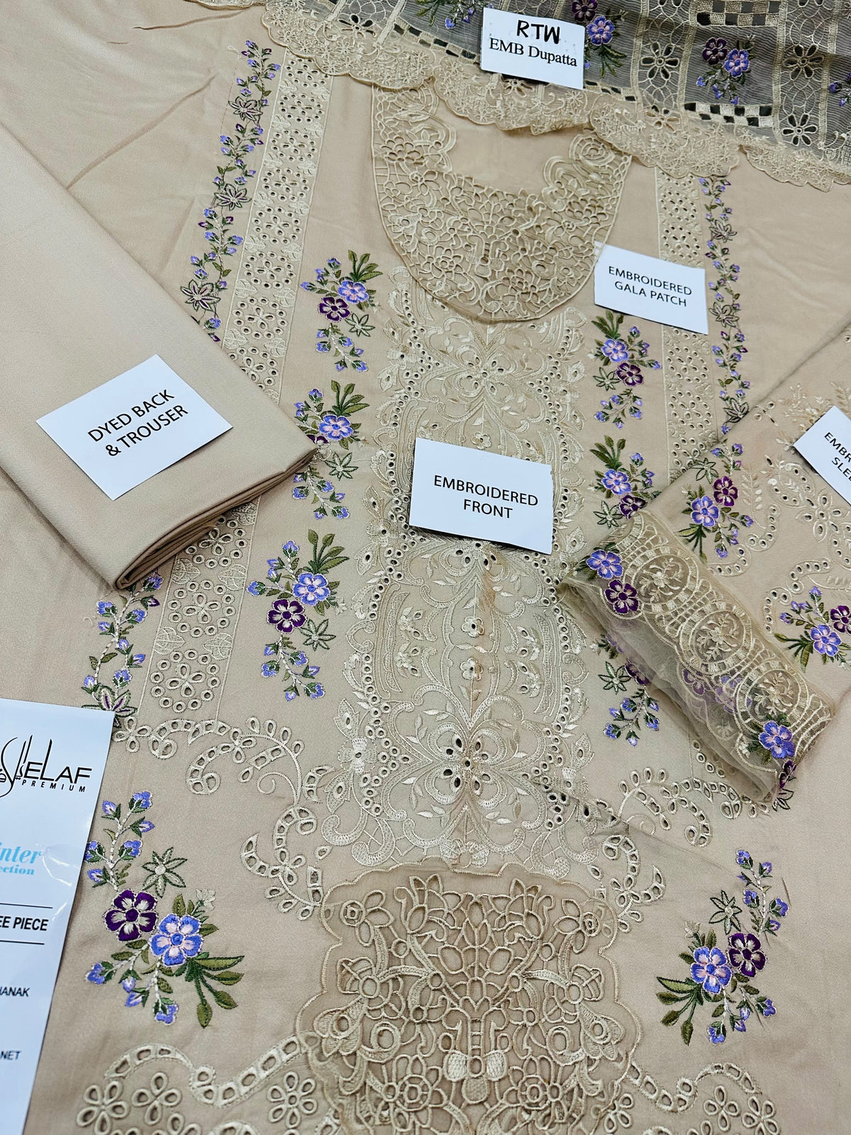 ELAF Premium TFS 047 Embroidered Dhanak Marina 3-Piece Winter Suit