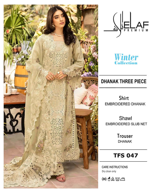 ELAF Premium TFS 047 Embroidered Dhanak Marina 3-Piece Winter Suit