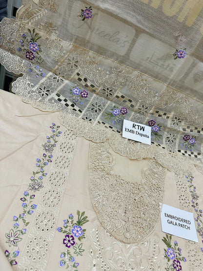 ELAF Premium TFS 047 Embroidered Dhanak Marina 3-Piece Winter Suit