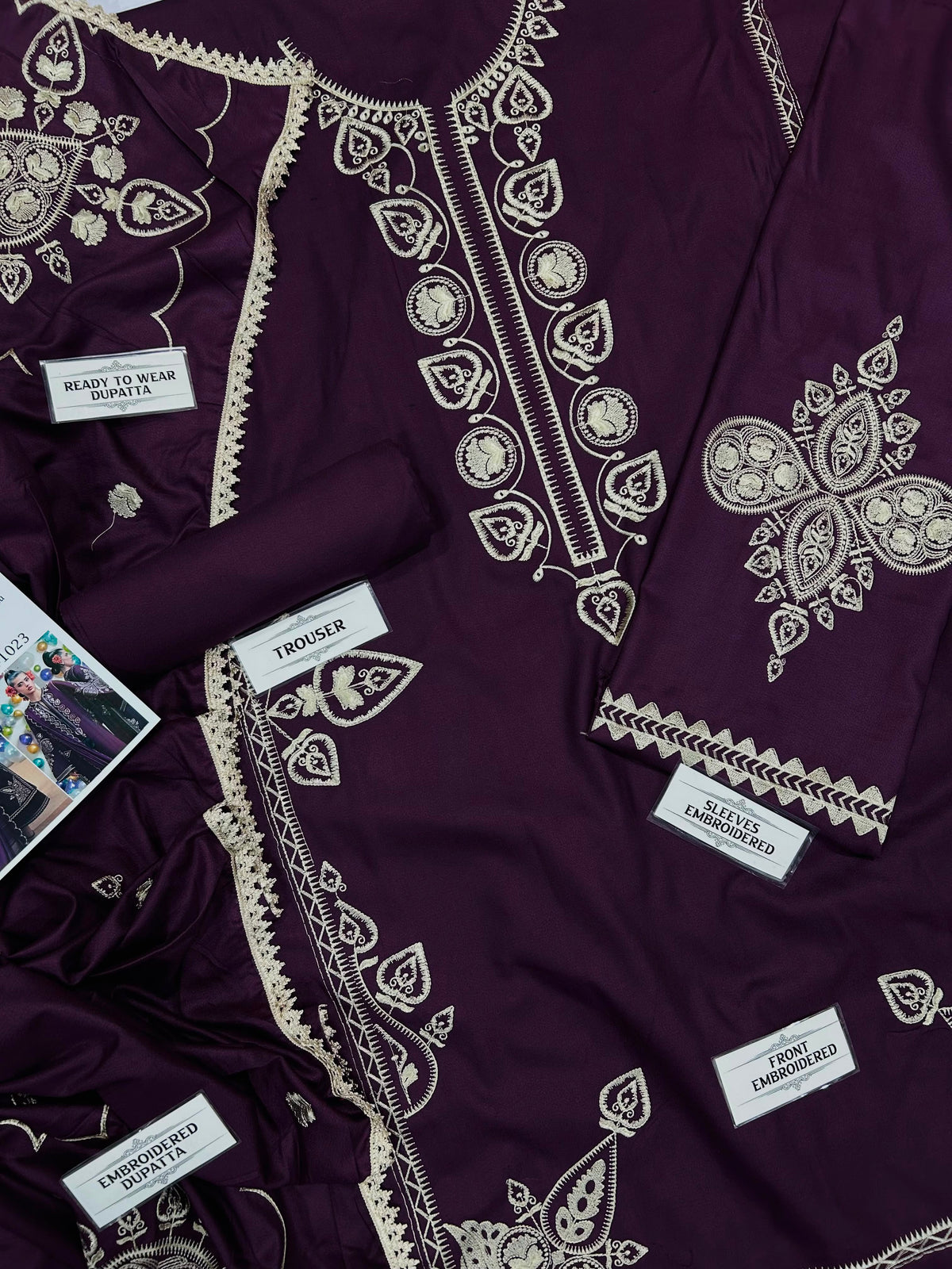Nain Preet Premium Version NF 1023–1026 Dhanak Embroidered 3-Piece Suit