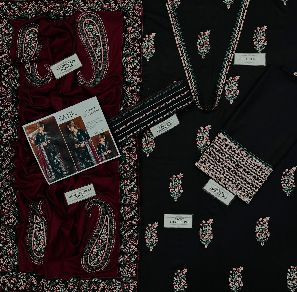 Batik NF 1037 Premium Dhanak Heavy Embroidered 3-Piece Winter Suit