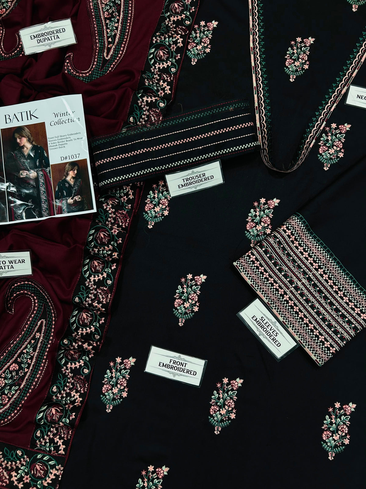 Batik NF 1037 Premium Dhanak Heavy Embroidered 3-Piece Winter Suit