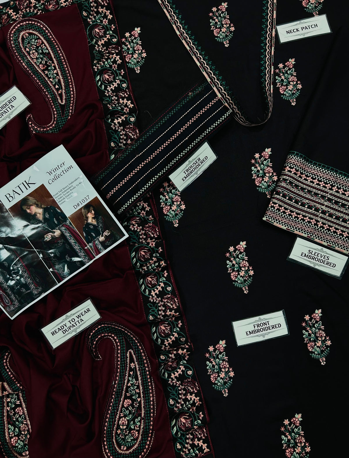 Batik NF 1037 Premium Dhanak Heavy Embroidered 3-Piece Winter Suit