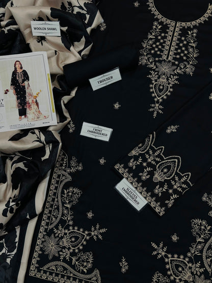 Mohagni NF 1318 Premium Dhanak Embroidered 3-Piece Winter Suit (Unstitched)