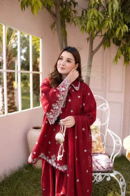Aneelas NF 3023 Premium Dhanak Embroidered 3-Piece Winter Suit
