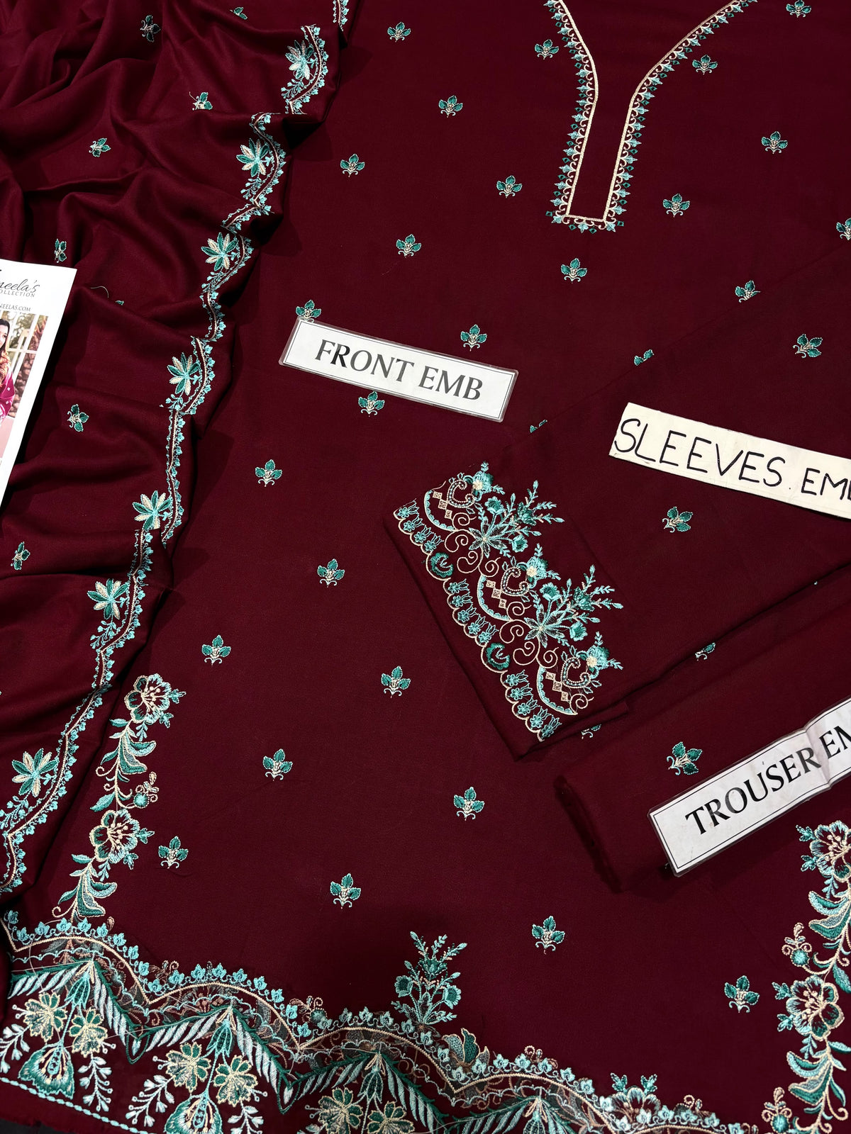Aneelas NF 3023 Premium Dhanak Embroidered 3-Piece Winter Suit