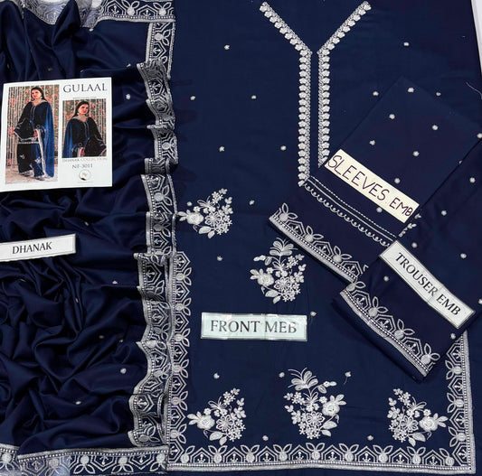 Gulaal NF 3011 Premium Dhanak Embroidered 3-Piece Winter Suit