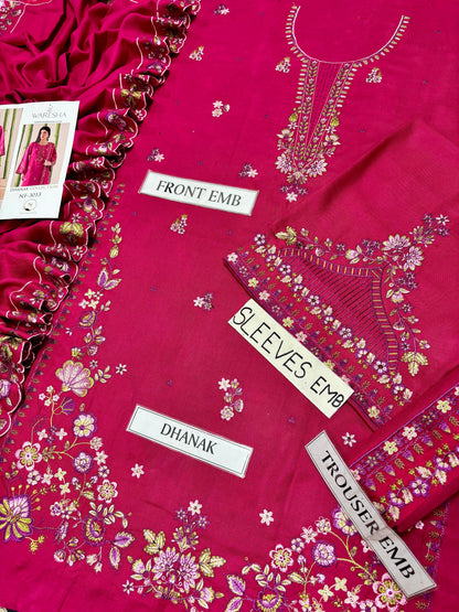 Waresha NF 3013 Premium Dhanak Embroidered 3-Piece Winter Suit