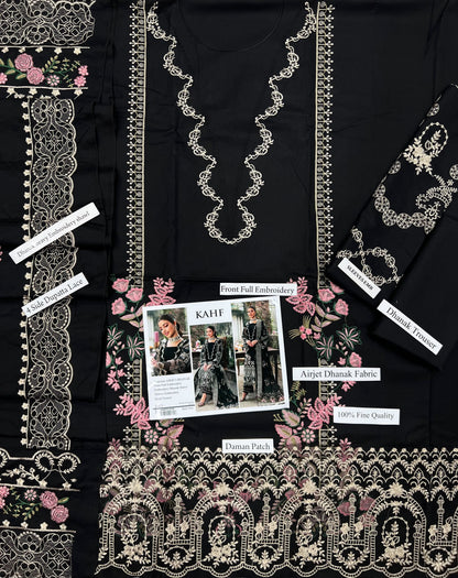 KAHF 1423 Premium Airjet Dhanak Embroidered Suit with Shawl