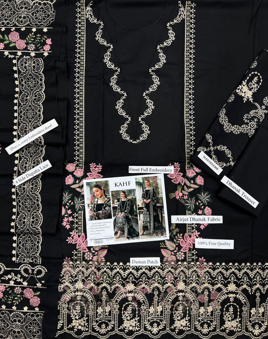 KAHF 1423 Premium Airjet Dhanak Embroidered Suit with Shawl