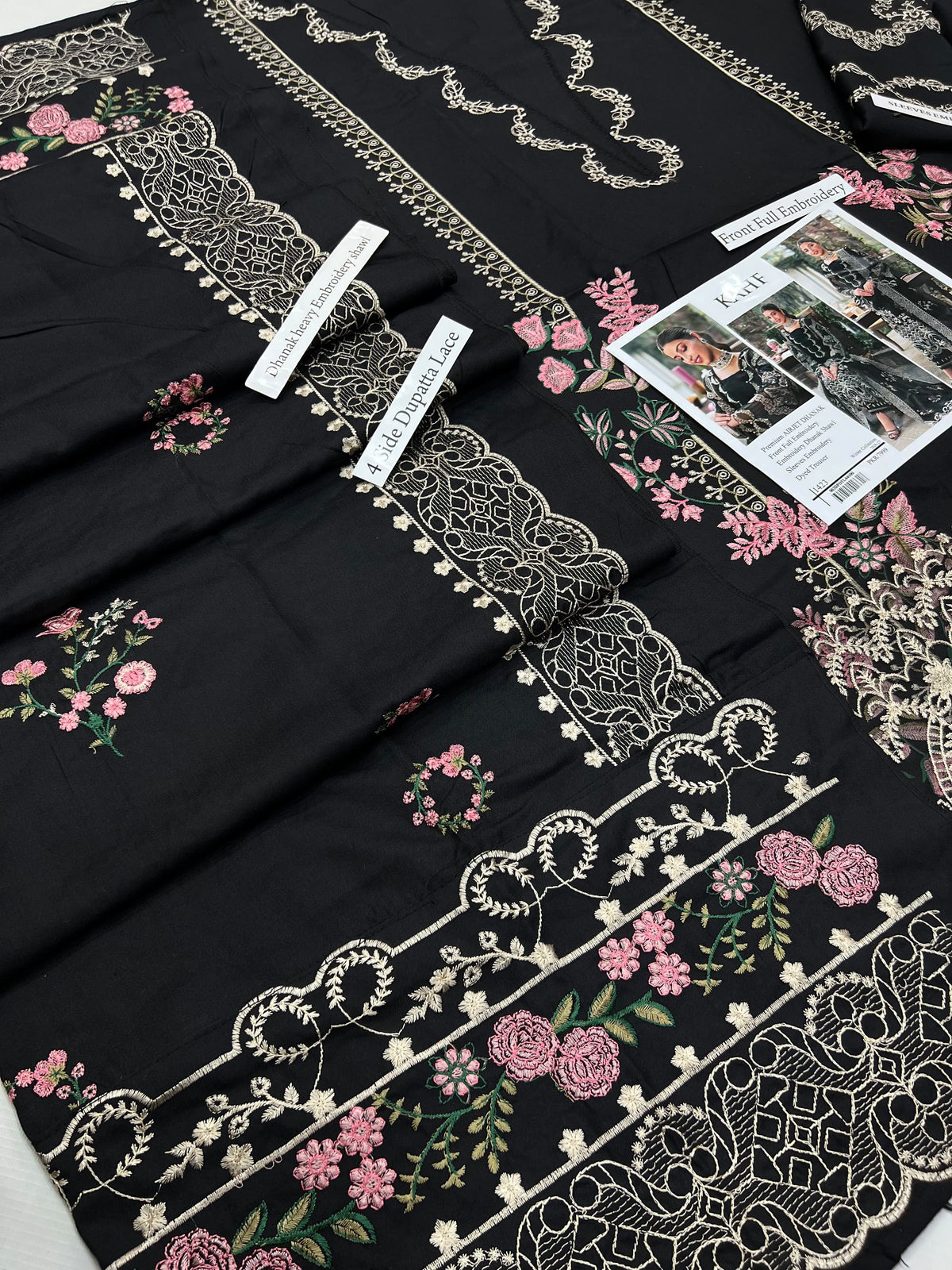 KAHF 1423 Premium Airjet Dhanak Embroidered Suit with Shawl