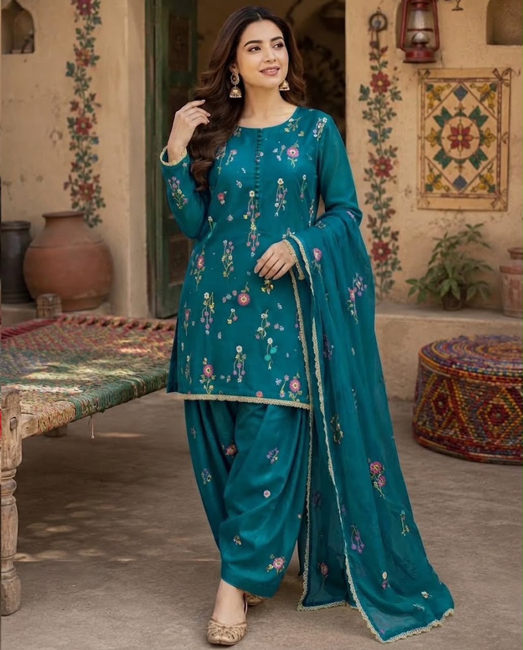 Aneelas 2719 Dhanak Heavy Embroidered Suit with Dupatta