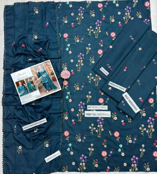 Aneelas 2719 Dhanak Heavy Embroidered Suit with Dupatta