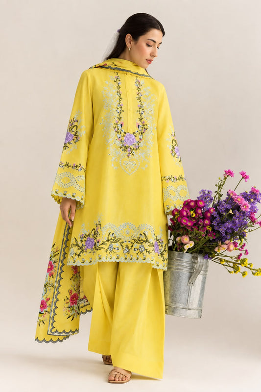 COCO 9048 Premium Dhanak Embroidered Suit with Wool Shawl