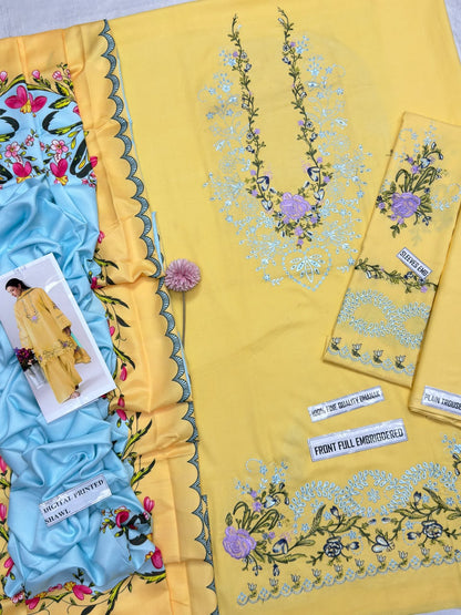 COCO 9048 Premium Dhanak Embroidered Suit with Wool Shawl
