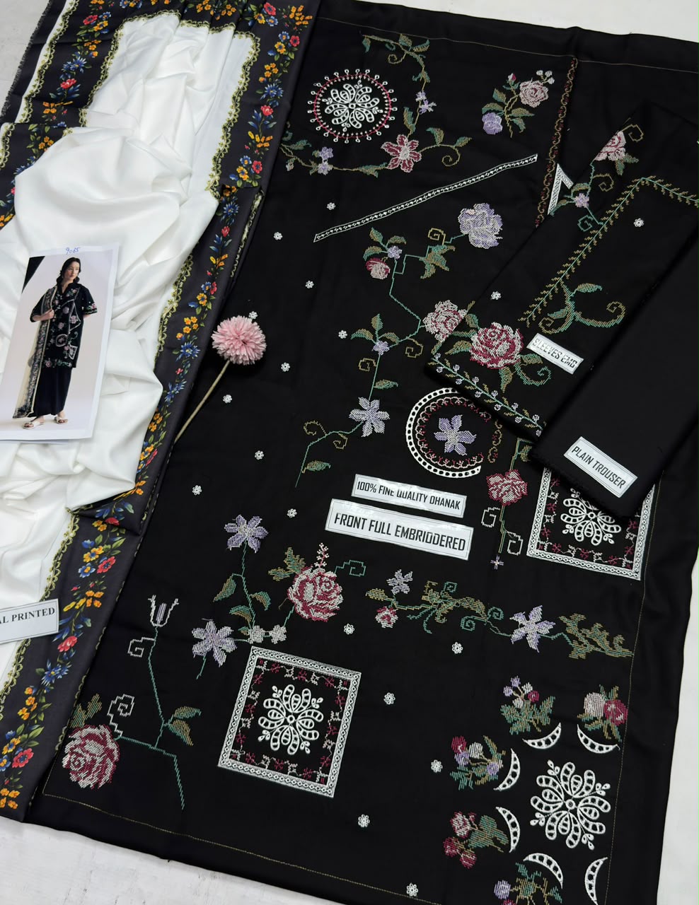 COCO 9065 Premium Dhanak Embroidered Suit with Wool Shawl