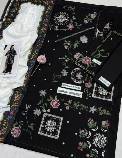 COCO 9065 Premium Dhanak Embroidered Suit with Wool Shawl