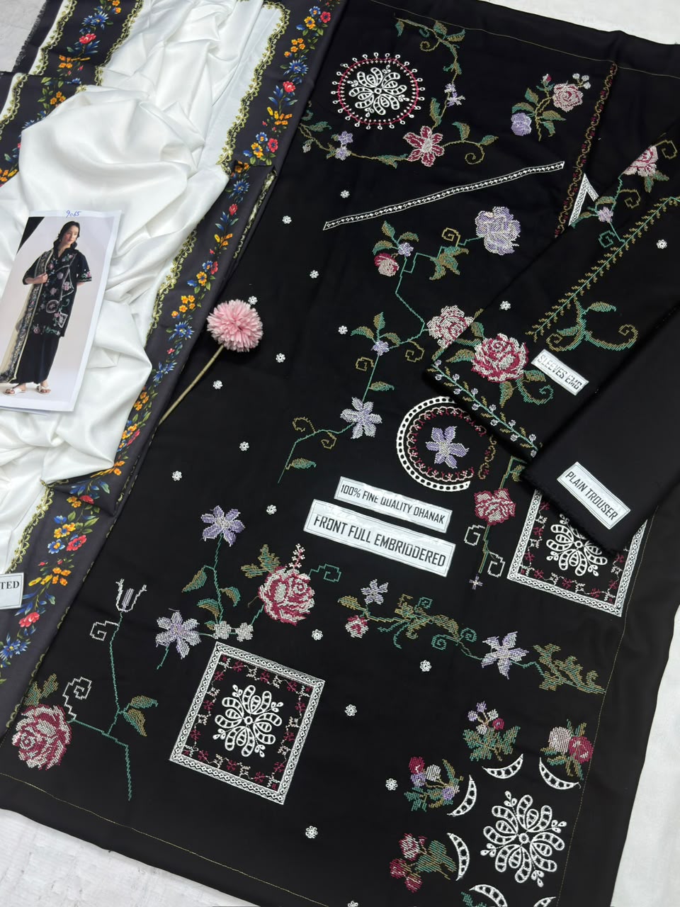 COCO 9065 Premium Dhanak Embroidered Suit with Wool Shawl
