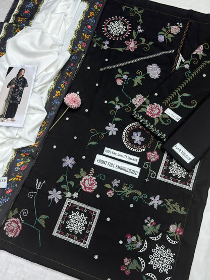 COCO 9065 Premium Dhanak Embroidered Suit with Wool Shawl